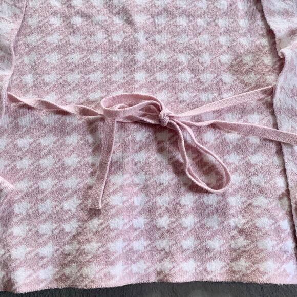 Coco and Shay Houndstooth Pink White Turtleneck Sweater Cut Out Back XS - Picture 4 of 5